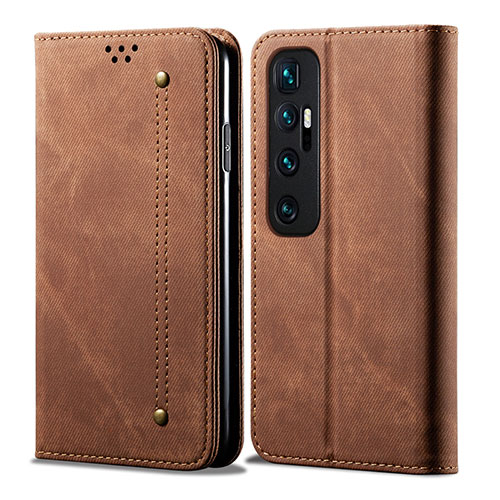 Cloth Case Stands Flip Cover for Xiaomi Mi 10 Ultra Brown