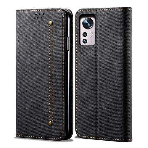 Cloth Case Stands Flip Cover for Xiaomi Mi 12S 5G Black