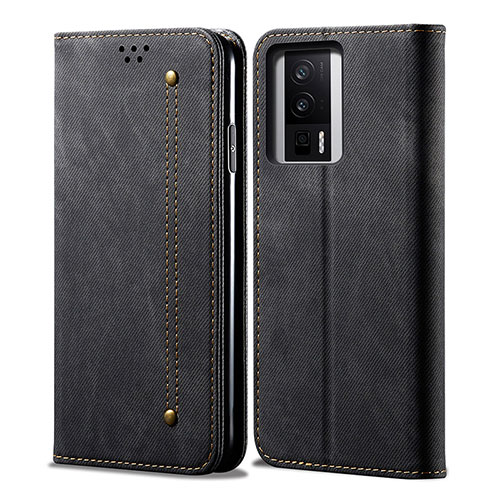 Cloth Case Stands Flip Cover for Xiaomi Poco F5 Pro 5G Black