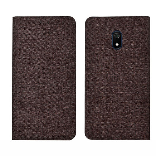 Cloth Case Stands Flip Cover for Xiaomi Redmi 8A Brown