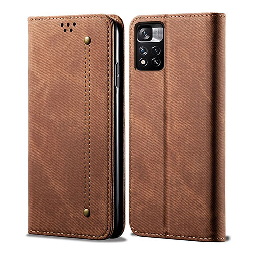 Cloth Case Stands Flip Cover for Xiaomi Redmi Note 11S 5G Brown