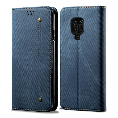 Cloth Case Stands Flip Cover for Xiaomi Redmi Note 9 Pro Blue