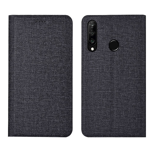 Cloth Case Stands Flip Cover H01 for Huawei Nova 4e Black