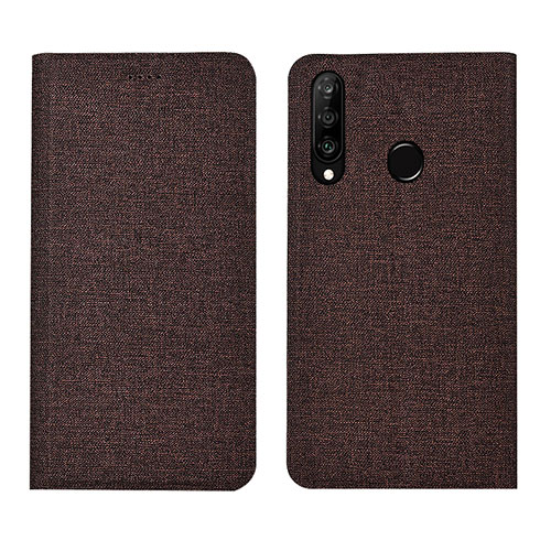 Cloth Case Stands Flip Cover H01 for Huawei P30 Lite New Edition Brown