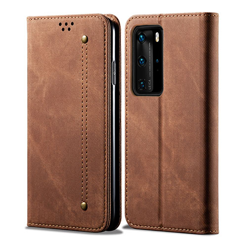 Cloth Case Stands Flip Cover H01 for Huawei P40 Pro Brown