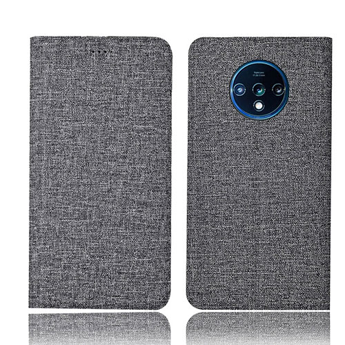 Cloth Case Stands Flip Cover H01 for OnePlus 7T Gray