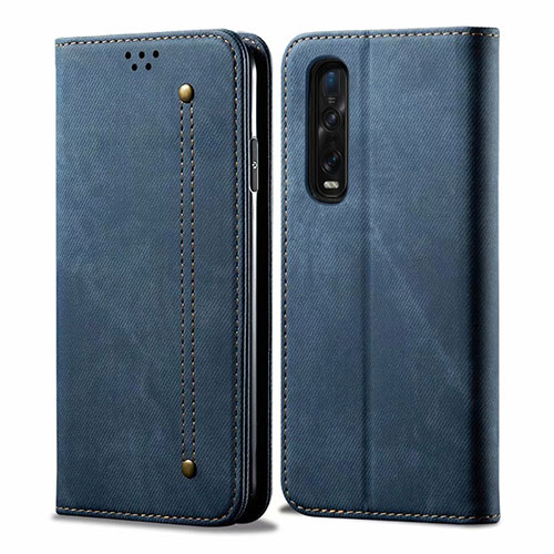 Cloth Case Stands Flip Cover H01 for Oppo Find X2 Pro Blue