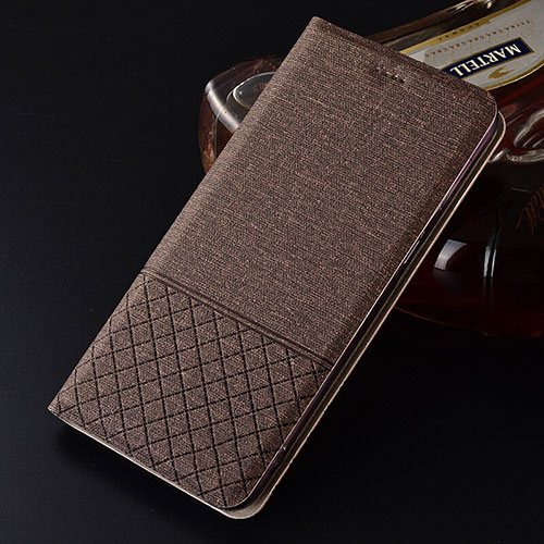 Cloth Case Stands Flip Cover H01 for Oppo R17 Neo Brown