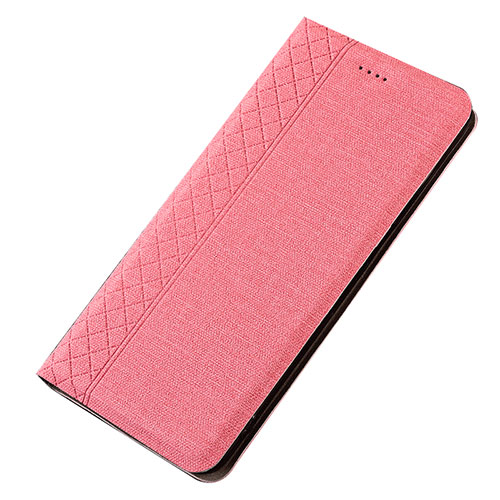 Cloth Case Stands Flip Cover H01 for Samsung Galaxy A70 Pink
