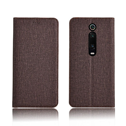 Cloth Case Stands Flip Cover H01 for Xiaomi Mi 9T Brown