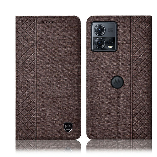 Cloth Case Stands Flip Cover H12P for Motorola Moto Edge 30 Fusion 5G Brown