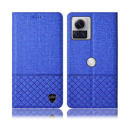 Cloth Case Stands Flip Cover H12P for Motorola Moto Edge X30 Pro 5G Blue