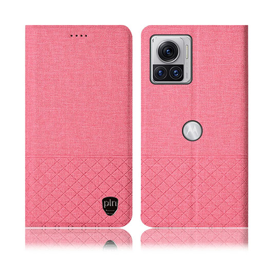 Cloth Case Stands Flip Cover H12P for Motorola Moto Edge X30 Pro 5G Pink