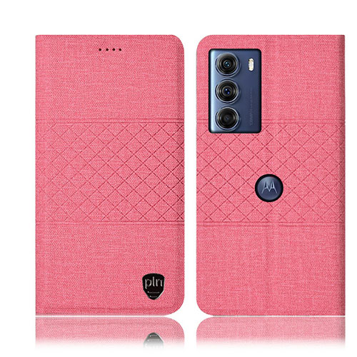 Cloth Case Stands Flip Cover H12P for Motorola Moto G200 5G Pink