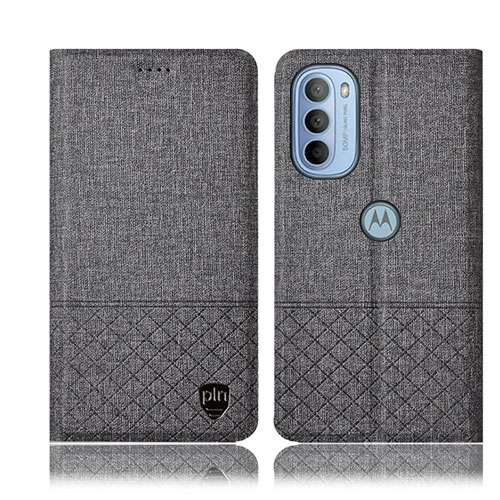 Cloth Case Stands Flip Cover H12P for Motorola Moto G31 Gray
