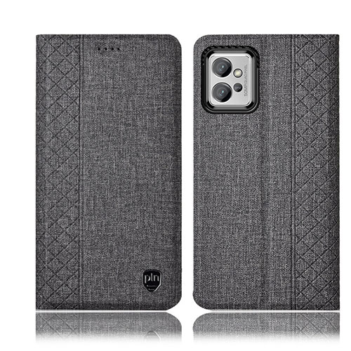 Cloth Case Stands Flip Cover H12P for Motorola Moto G32 Gray