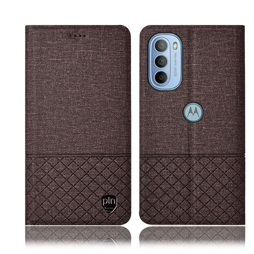 Cloth Case Stands Flip Cover H12P for Motorola Moto G41 Brown