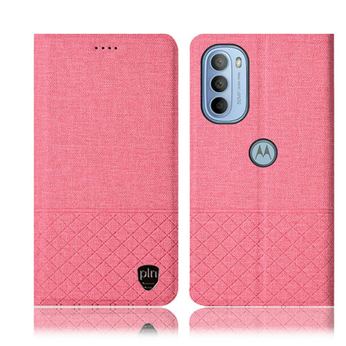 Cloth Case Stands Flip Cover H12P for Motorola Moto G41 Pink