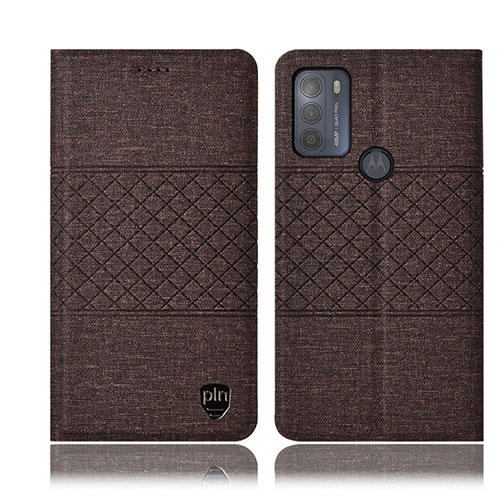 Cloth Case Stands Flip Cover H12P for Motorola Moto G50 Brown