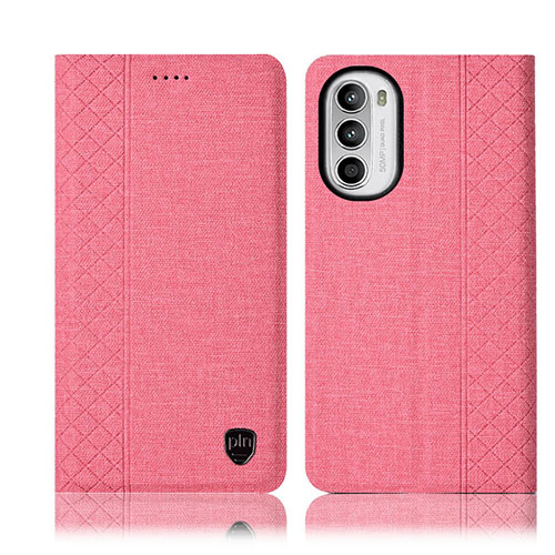 Cloth Case Stands Flip Cover H12P for Motorola Moto G71s 5G Pink