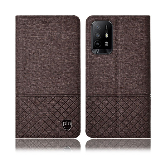 Cloth Case Stands Flip Cover H12P for Oppo A94 5G Brown