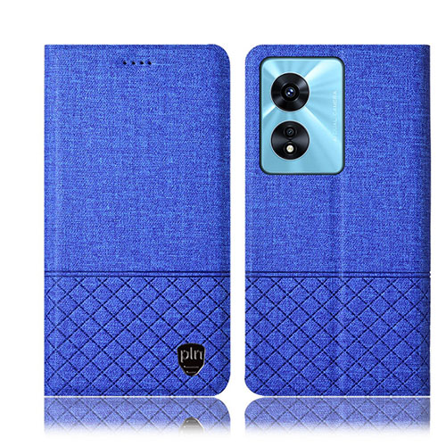 Cloth Case Stands Flip Cover H12P for Oppo A97 5G Blue