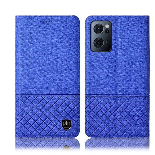 Cloth Case Stands Flip Cover H12P for Oppo Find X5 Lite 5G Blue