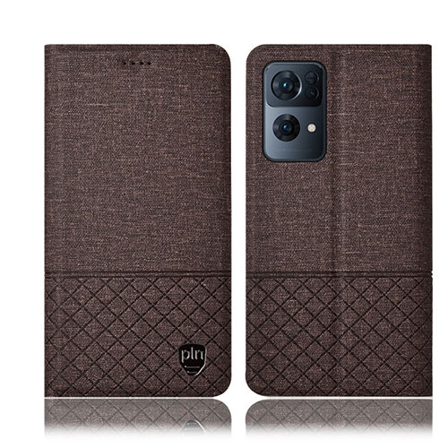 Cloth Case Stands Flip Cover H12P for Oppo Reno7 Pro 5G Brown