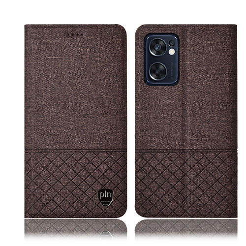 Cloth Case Stands Flip Cover H12P for Oppo Reno7 SE 5G Brown