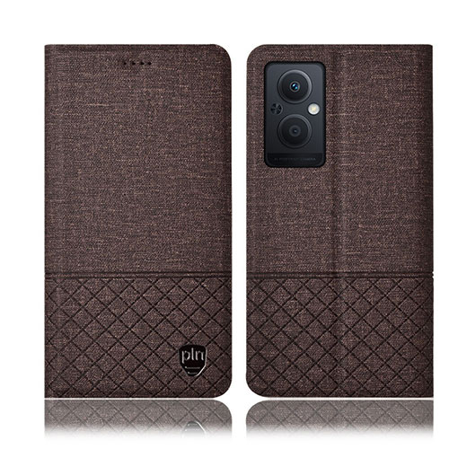 Cloth Case Stands Flip Cover H12P for Oppo Reno7 Z 5G Brown