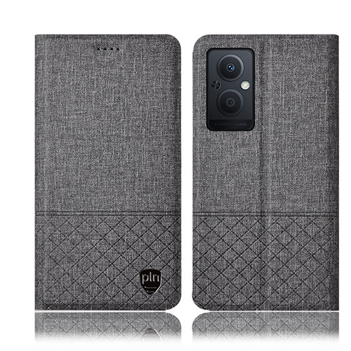 Cloth Case Stands Flip Cover H12P for Oppo Reno7 Z 5G Gray