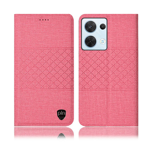 Cloth Case Stands Flip Cover H12P for Oppo Reno8 5G Pink