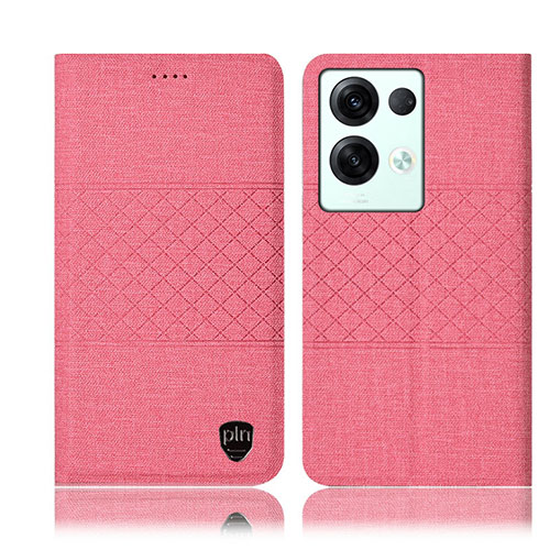 Cloth Case Stands Flip Cover H12P for Oppo Reno8 Pro 5G Pink