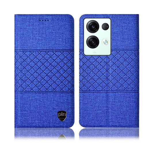 Cloth Case Stands Flip Cover H12P for Oppo Reno8 Pro+ Plus 5G Blue