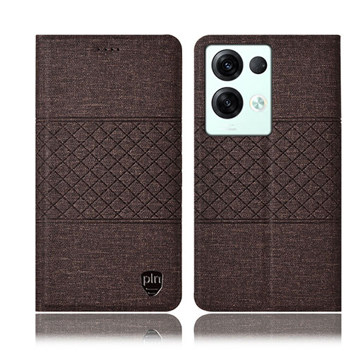 Cloth Case Stands Flip Cover H12P for Oppo Reno8 Pro+ Plus 5G Brown