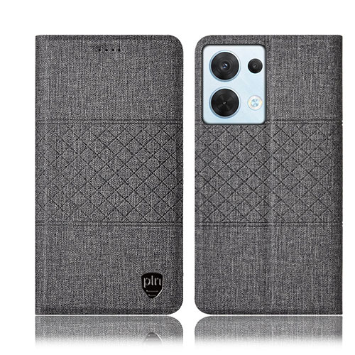 Cloth Case Stands Flip Cover H12P for Oppo Reno9 Pro 5G Gray
