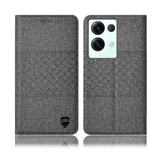 Cloth Case Stands Flip Cover H12P for Oppo Reno9 Pro+ Plus 5G Gray