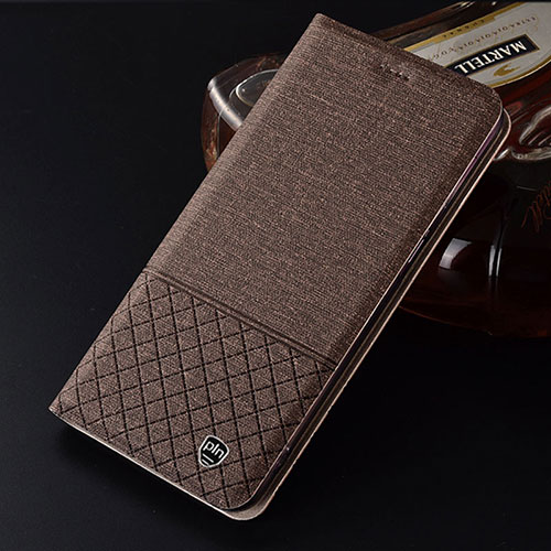 Cloth Case Stands Flip Cover H12P for Samsung Galaxy F62 5G Brown