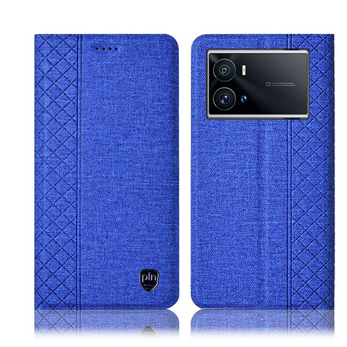 Cloth Case Stands Flip Cover H12P for Vivo iQOO 9 5G Blue