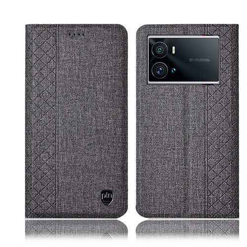 Cloth Case Stands Flip Cover H12P for Vivo iQOO 9 Pro 5G Gray