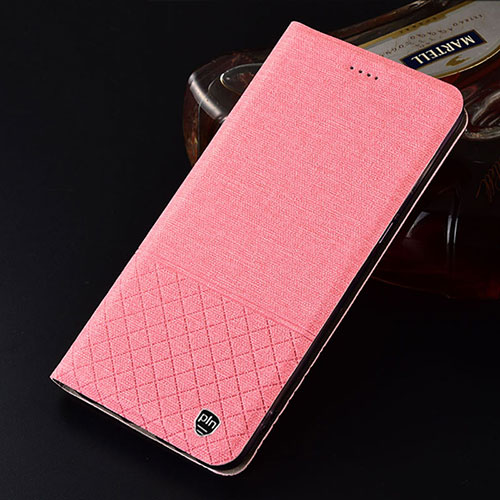Cloth Case Stands Flip Cover H12P for Xiaomi Redmi 10X 5G Pink
