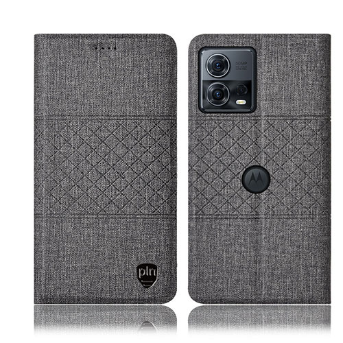 Cloth Case Stands Flip Cover H13P for Motorola Moto Edge 30 Fusion 5G Gray