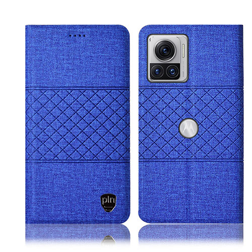 Cloth Case Stands Flip Cover H13P for Motorola Moto Edge X30 Pro 5G Blue