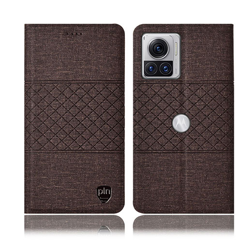 Cloth Case Stands Flip Cover H13P for Motorola Moto Edge X30 Pro 5G Brown