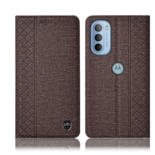 Cloth Case Stands Flip Cover H13P for Motorola Moto G41 Brown