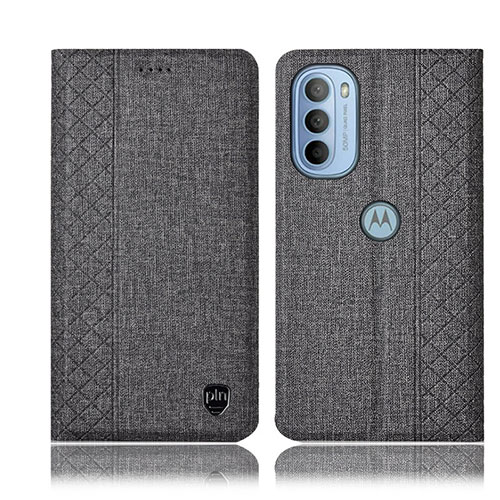 Cloth Case Stands Flip Cover H13P for Motorola Moto G41 Gray