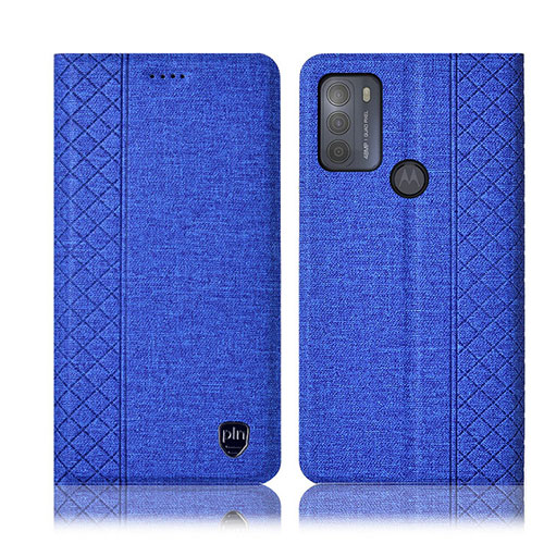 Cloth Case Stands Flip Cover H13P for Motorola Moto G50 Blue