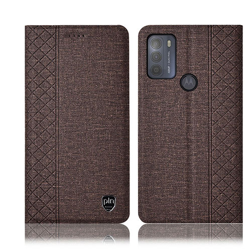 Cloth Case Stands Flip Cover H13P for Motorola Moto G50 Brown