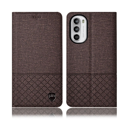 Cloth Case Stands Flip Cover H13P for Motorola Moto G82 5G Brown