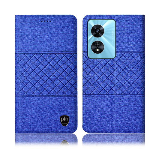 Cloth Case Stands Flip Cover H13P for Oppo A78 5G Blue